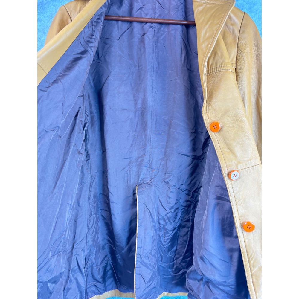 Vintage 70s Leather Jacket Womens S Driving‎ Western Yellow *Read - Picture 16 of 16